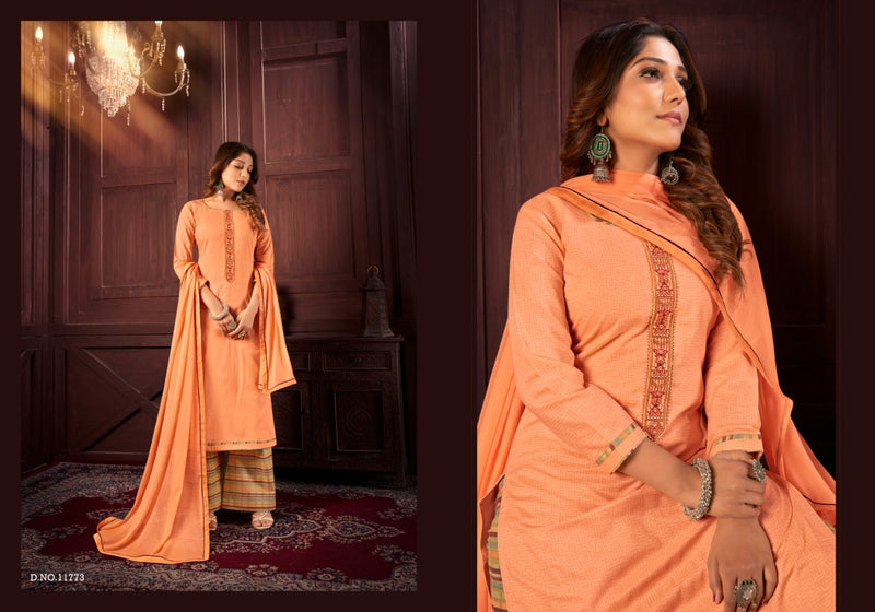 Gilded Banarasi Silk Beige Salwar Suit -